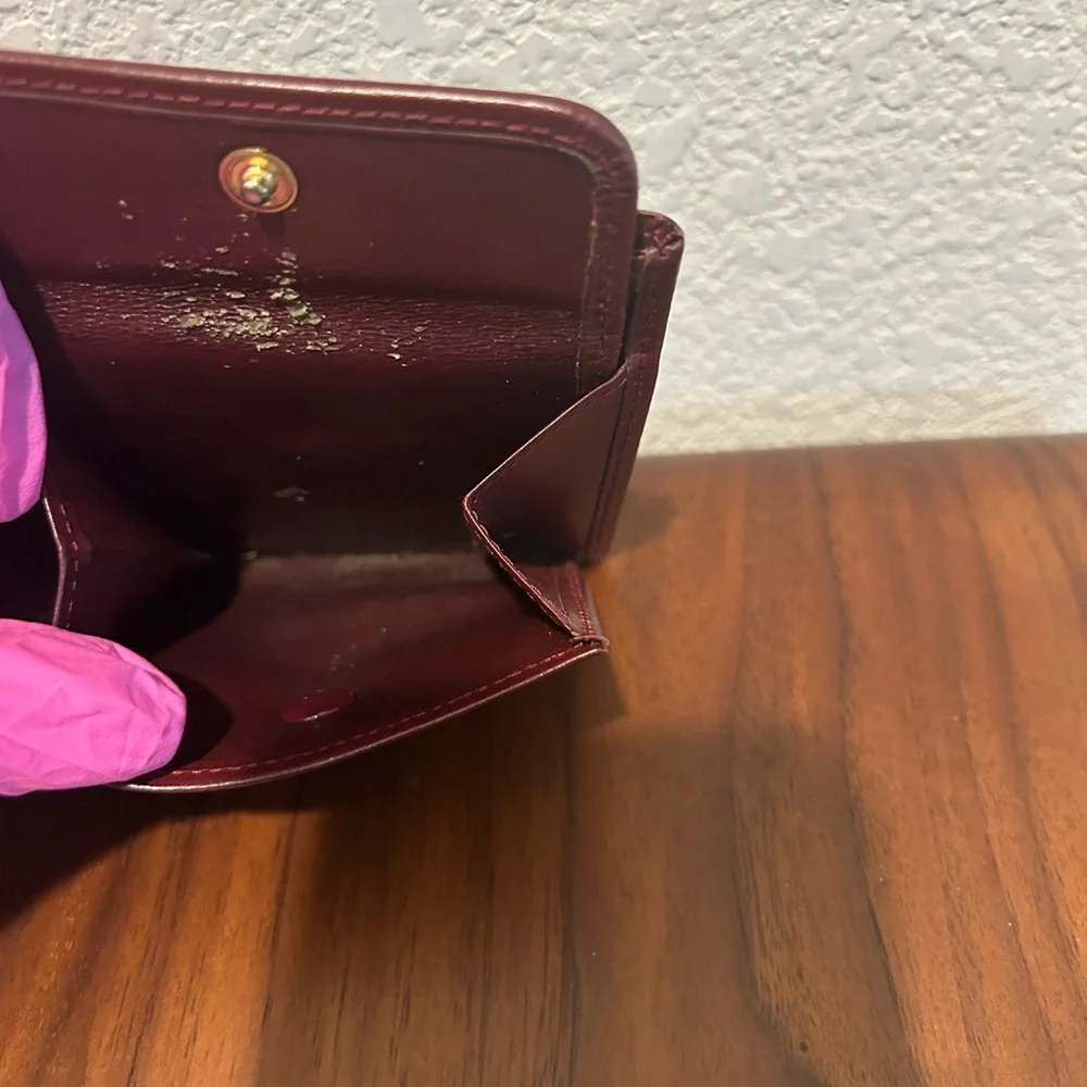 Cartier Burgundy Leather Wallet with Gold Corner Accents